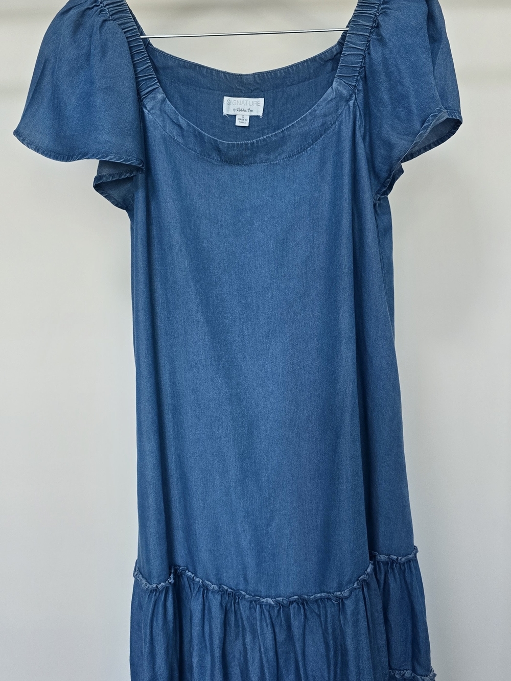 Signature Blue Denim-Look Womens' Tiered Dress